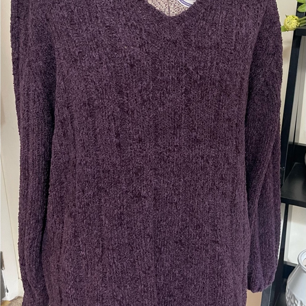 Source Unknown Purple V-Neck Sweater Oversized